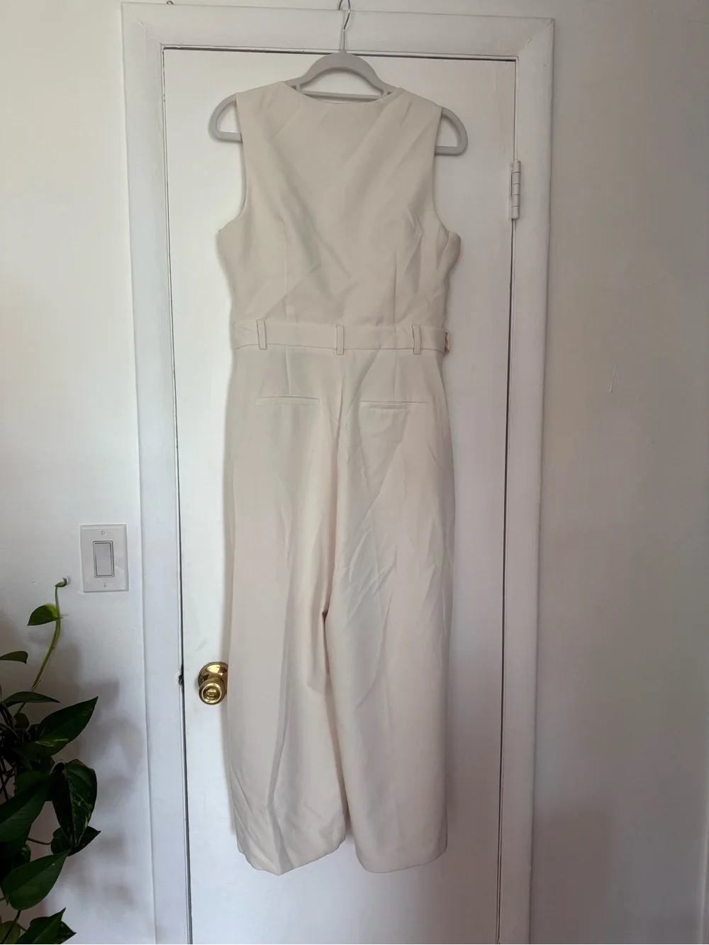 Zara Cream Sleeveless Double-Breasted Jumpsuit